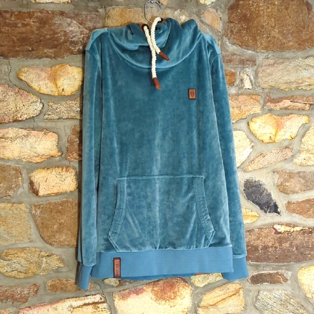 Naketano Brave New World Teal Hooded Velour Sweatshirt